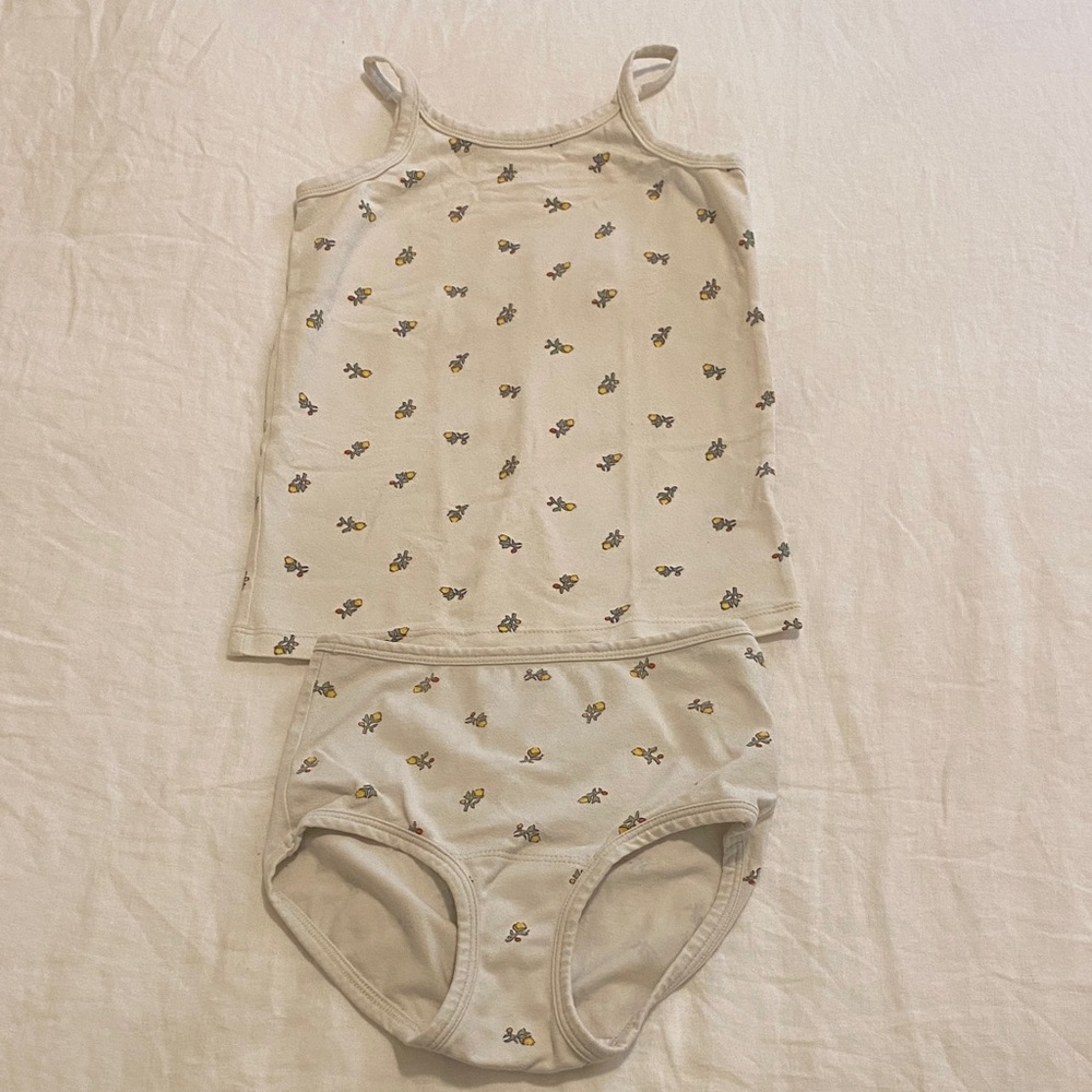 ARQ Kids Matching Tank and underwear Set in Cream with Floral Print